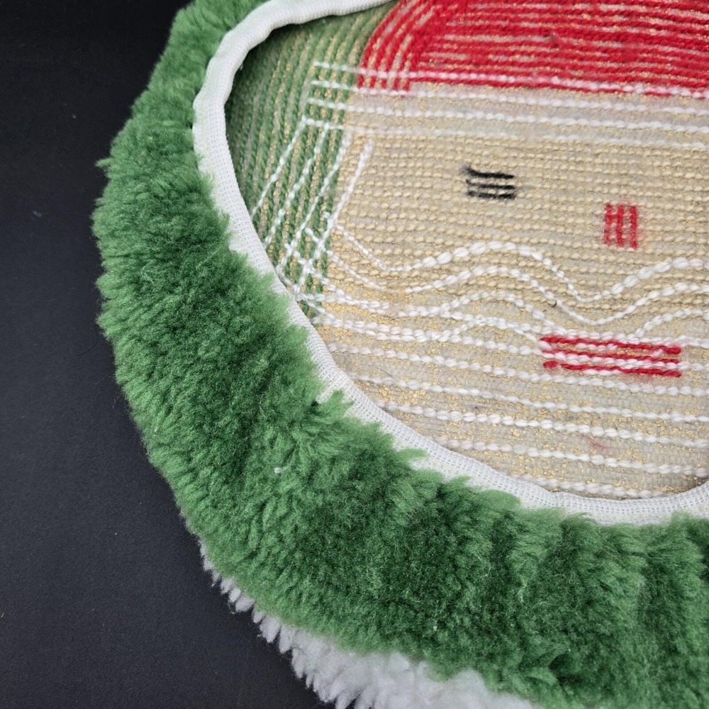 Vintage Handmade Latch Hook Santa Claus Toilet Lid Cover Christmas Decor Green - Picture 10 of 12
